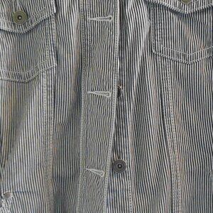 Christopher & Banks Blue/White Stripe Trucker Style Jean Jacket Womens Size L